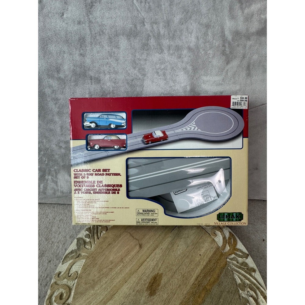 Lemax Village Collection Classic Car Set 2-Way Road Pattern 8 Piece 14671A 2001